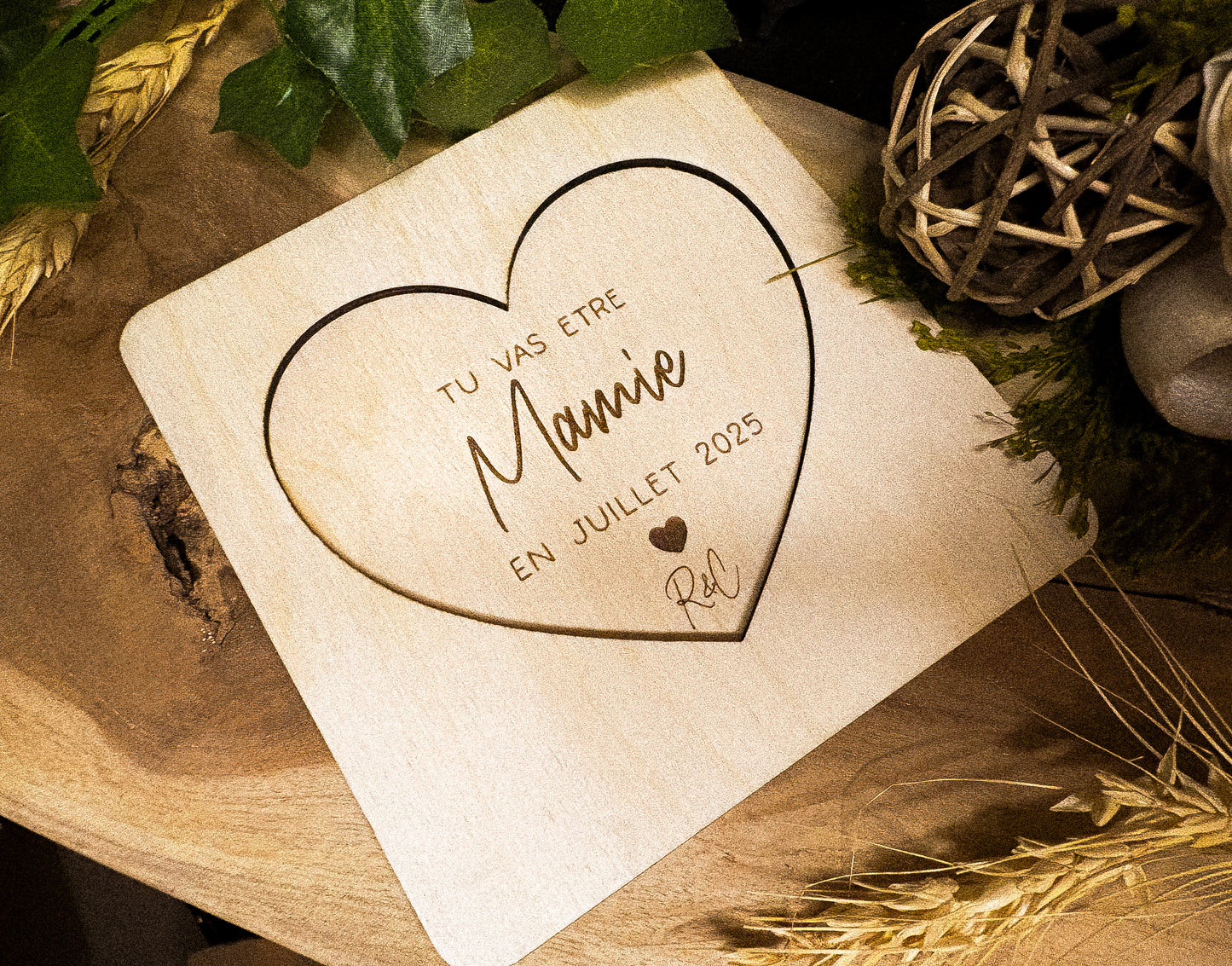 Annonce de grossesse en bois