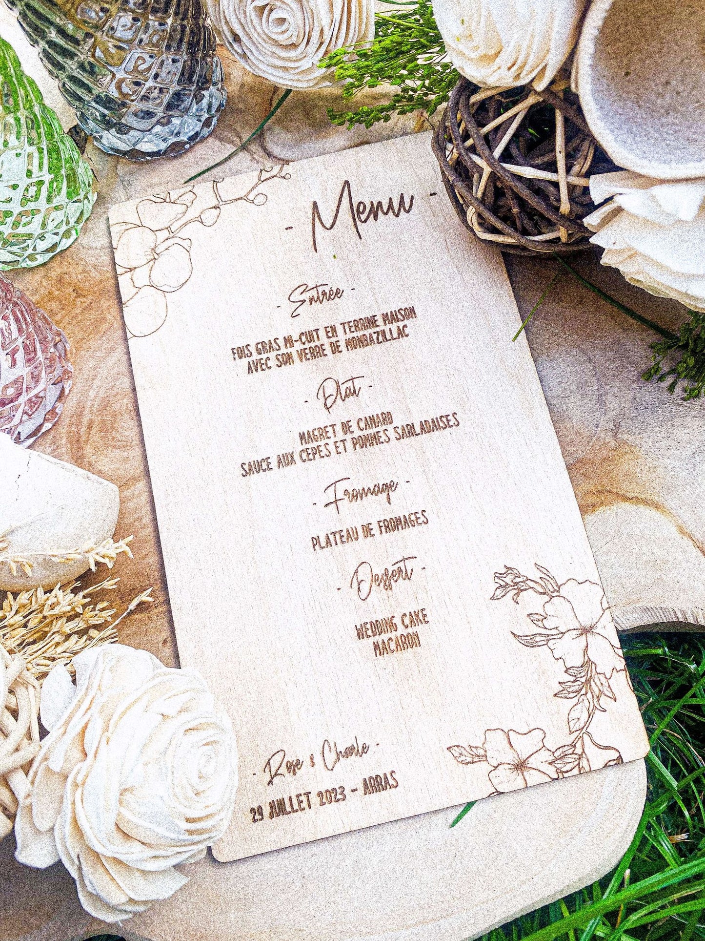 Menu en bois sur mesure